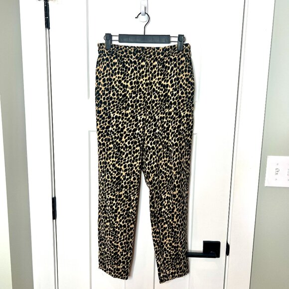 J. Crew Leopard Print Tan Jamie Tapered Crop Career Casual Pants Size 4 - Picture 4 of 6
